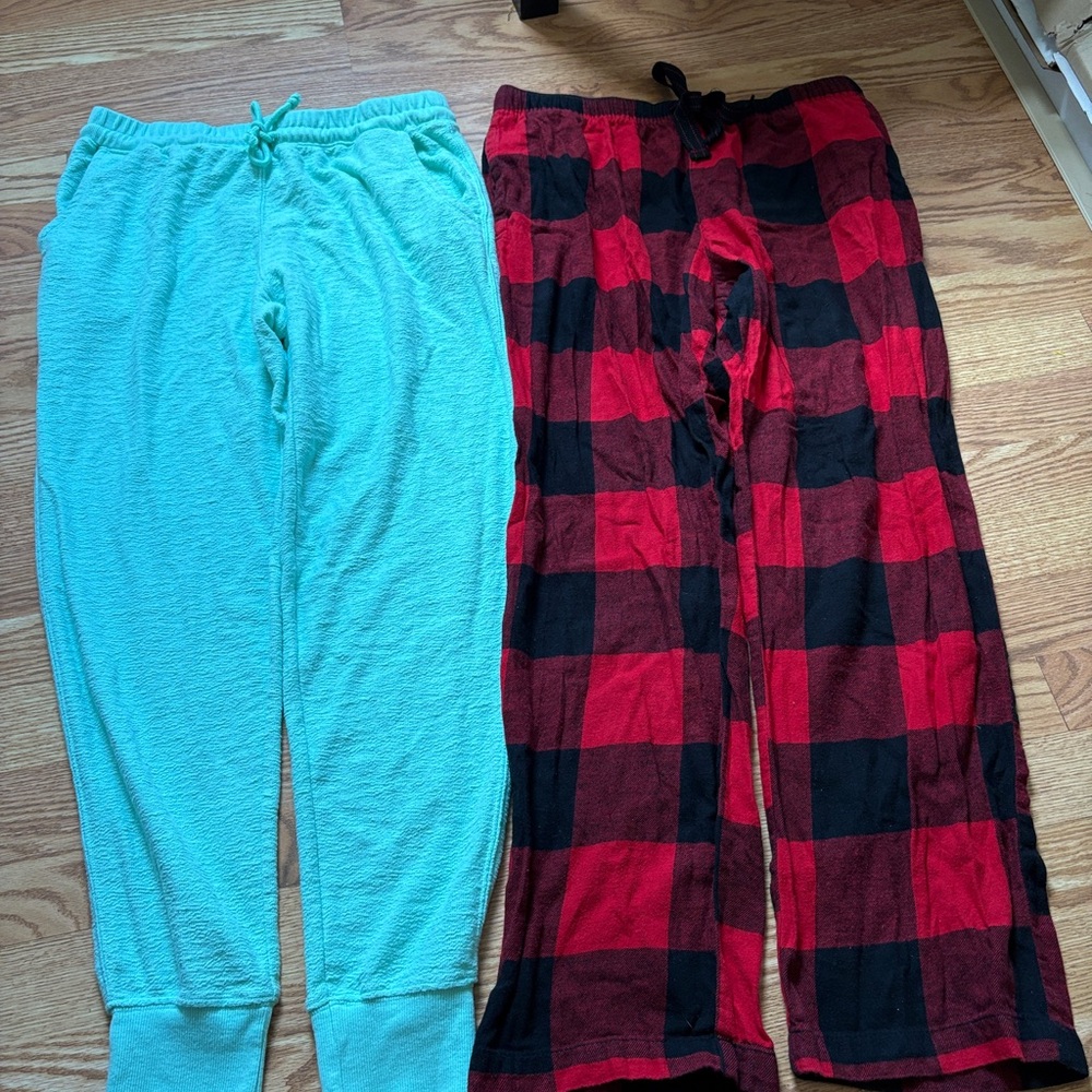 Cozy womens Pajama Set - Red Plaid and Aqua